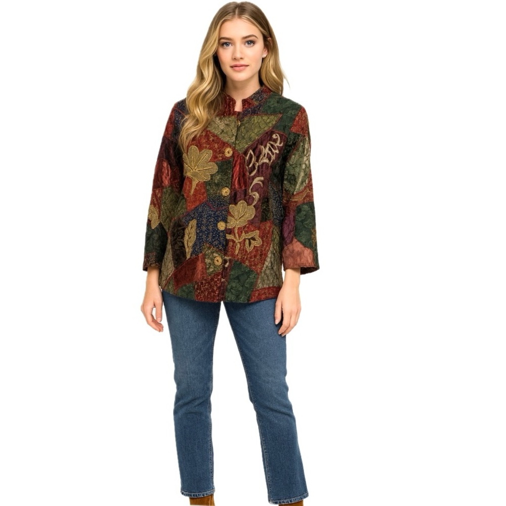 Indigo Moon, Multicolor Patchwork Jacket, Size M